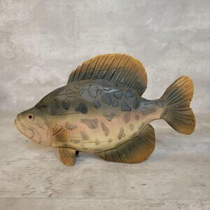 Hand Painted Polyresin Fish Figurine Realistic Freshwater Bass Decor 10 Inch